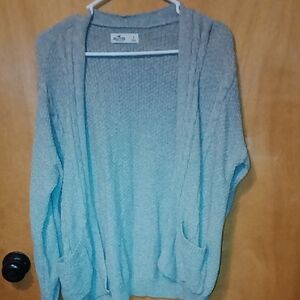 Hollister Gray/green Oversized Sweater With Small Front Pockets On Each Side
